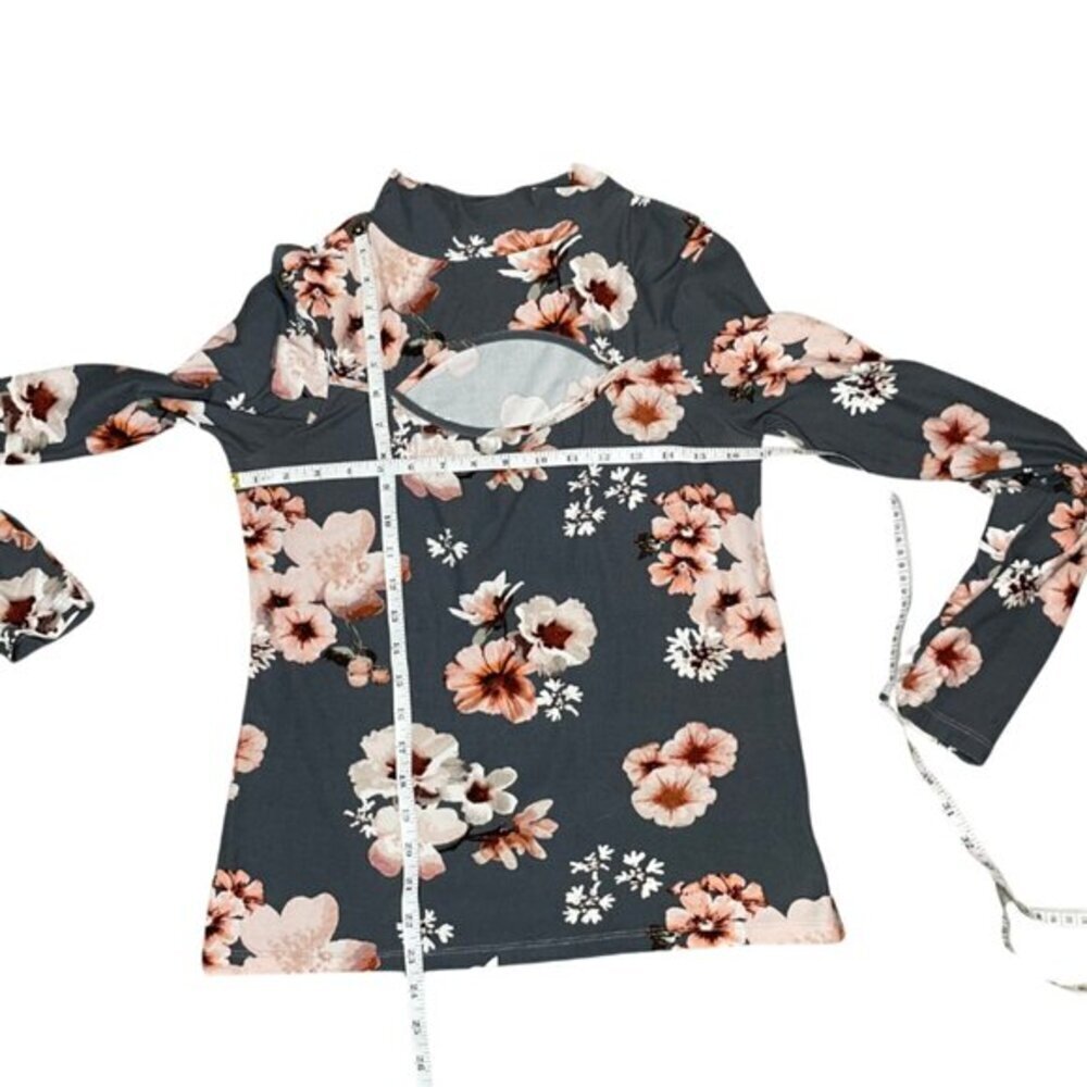 J For Justify Goth Grunge Floral Chest Cutout Mock Neck Top L - Picture 5 of 7